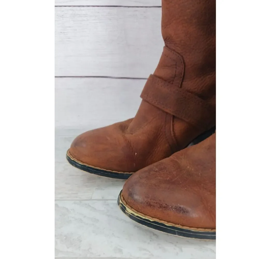Durango 14 Inch Brown Belted Western Boots Cowboy Cowgirl Sz 6
